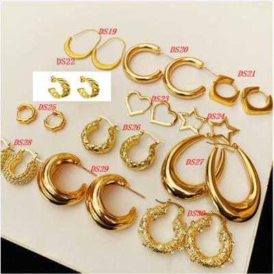 China TRENDY Female 14K Gold Plated Brass Circle Jewelry Earring Small Chunky Hoops For Women for sale