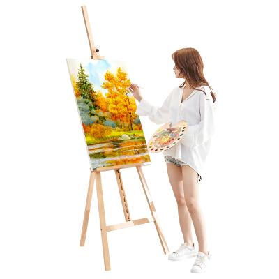 China New Design Easel Solid Wood Painting Easel Fish Adjustable Easel Student Art Drawing Easel for sale