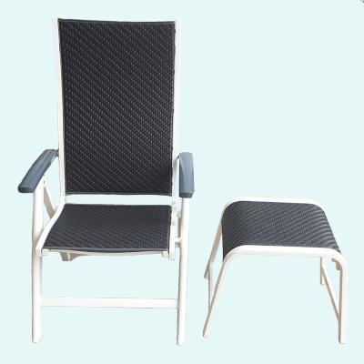 China Garden Chair Factory Price Furniture Aluminum Cruise Tour 2 PCS Outdoor Footstool And Folding Armchair Sets for sale