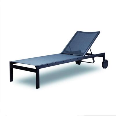 China Modern Outdoor Folding Bed Aluminum Metal Furniture Beach Sofas Patio Sling Sunlounger Chair for sale