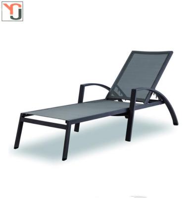 China Modern Outdoor Folding Bed Chaise Armres Sunlounger Metal Aluminum Furniture Patio for sale