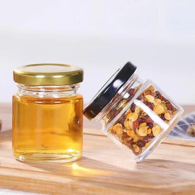 China Glass Food Jar With Lids Food Storage Jar For Honey Jelly Jars for sale