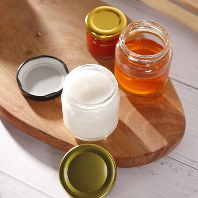 China Mini Clear Food Glass Bottles Glass Jar Jam Jar With Mental Lid for sale