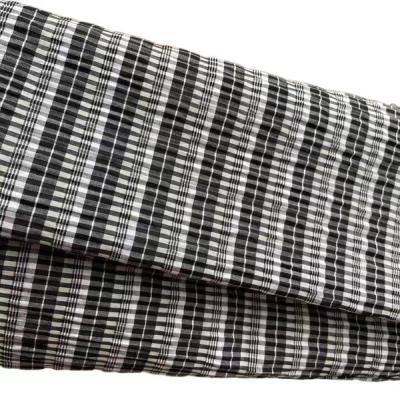 China Factory Supplier Breathable Black And White Yarn Dyed Crinkle Fabric For Women Wear for sale