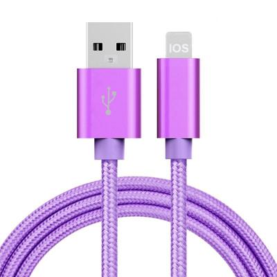 China Purple MP3 / MP4 Player Nylon Braided USB Charging Cable Fast Data Cable For Iphone 11 for sale