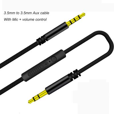 China COMPUTER audio cable aux. 3.5mm To 3.5mm With Mic+Volume Control For iPhone Samsung Earphone Car for sale