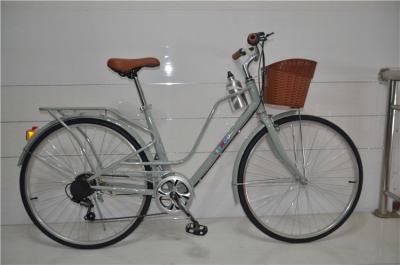 China Made in China Cheap price steel colorful 26 OL city bicicle for lady with Shimano twist shifter 7 speed with pvc basket for sale