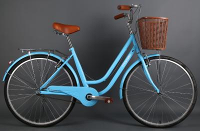 China Cheap hi-ten steel colorful 26 inch OL elegant city bicycle for lady  with Shimano 7 speed with pvc basket for sale