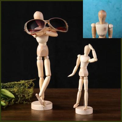 China Joinet China Wooden Mannequins Model Eyeglass Holder Stand Toys 8inch 12inch Wooden Mannequins for sale