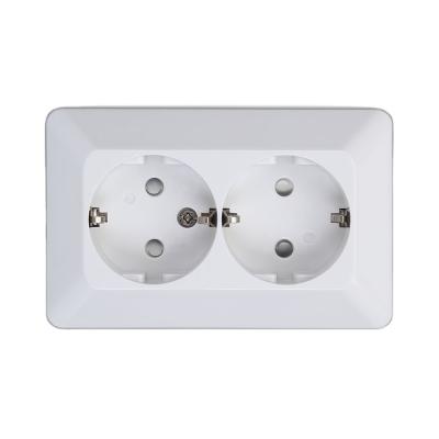 China BOGE Residential / Multi-Purpose PC Fireproof Surface Mounted Two Way Europe German Eu Wall Socket For Home Hotel for sale