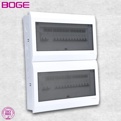 China PC+Metal+Copper BOGE 32 Ways AC DC MCB Electrical Distribution Board Recessed Metal Base Plastic Distribution Box for sale