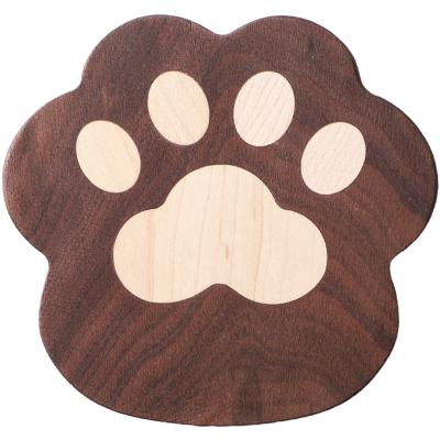 China Viable Table Mat Cat Claw Shape Cute Cup Stand Black Walnut Desk Coasters Table Decoration for sale