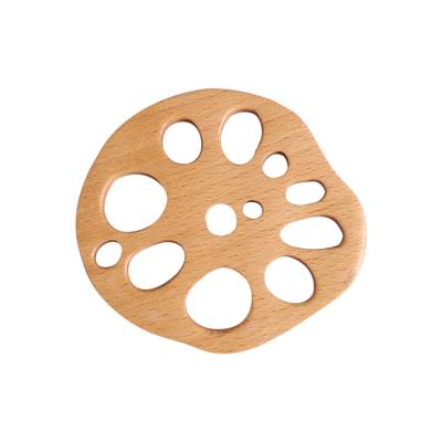 China Hot Stocked Creative Solid Wood Lotus Root Shape Coffee Coasters For Drinks Tea Cup Mat Wooden Coasters for sale