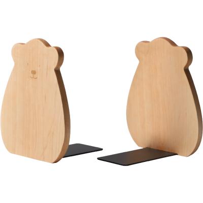 China Modern Home Decoration Cute Bear Book Holder Stand Bookends for Kids Unique Wooden Book Ends for sale