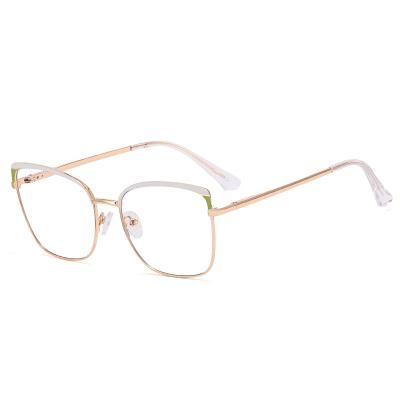 China Cateye Fashion Designer Women Eyewear Trendy Spectacle Metal Stainless Steel Glasses Optical Frame for sale