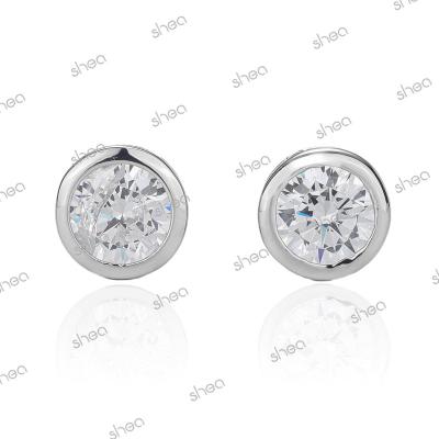 China CLASSIC Round Brilliant Cut Moissanite VVS Studs Minimalist Earrings Fine Jewelry Unisex Factory Outlet Wholesale Price 925 Silver 1ct for sale