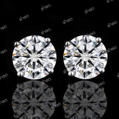 China CLASSIC Factory Outlet Wholesale Price Gold Plated 2ct Round Brilliant Cut Moissanite Classic Minimalist Earrings Stud Women for sale