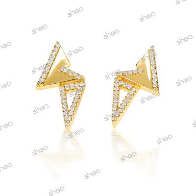 China CLASSIC New Arrival Competitive Price Gold Plated 0.1ct Round Brilliant Cut Moissanite New Design Geometric Earrings Women for sale