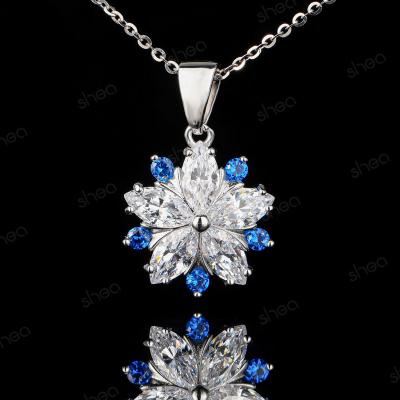 China CLASSIC Factory Outlet Wholesale Price 925 Silver 2.75CT Marquise Round Cut Gemstone Flower Ice Out Pendant Necklace Fine Jewelry Women for sale