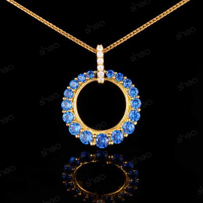 China CLASSIC Factory Outlet Wholesale Price Gold Plated 4CT Round Brilliant Cut Gemstone Hoop Ice Out Necklace Pendant Fine Jewelry Women for sale