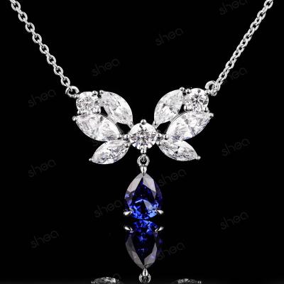 China CLASSIC Factory Outlet Wholesale Price 925 Silver 5CT Round Marquise Cut Gemstone Ice Out Flower Necklace Pendant Fine Jewelry Women for sale