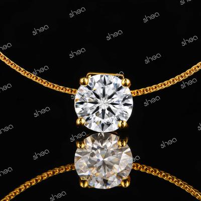 China CLASSIC Factory Outlet Wholesale Price Gold Plated 3ct Round Brilliant Cut Moissanite Classic Minimalist Pendant Women for sale