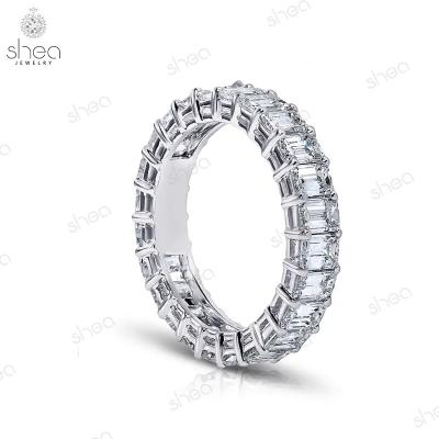 China CLASSIC Factory Outlet Wholesale Price 925 Silver 0.15ct Emerald Cut VVS Classic Wedding Ring Fine Jewelry Unisex for sale