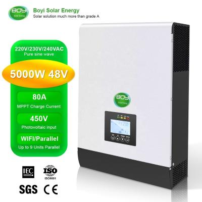 China 3kw 3000w 24v home hybrid split phase 120v-240v solar inverter working without battery for sale