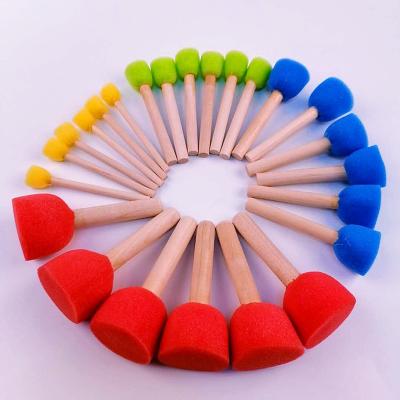 China Colorful Sponge Mushroom 24pcs Sponge Brush Foam Stamp For Kids And Children for sale