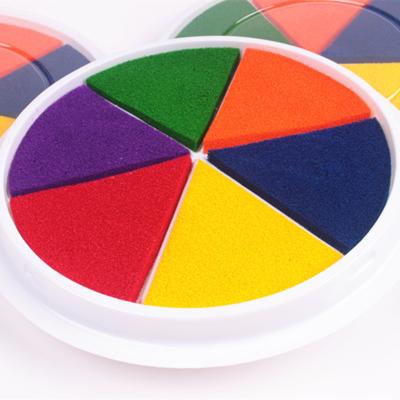 China Children's Toy Multi Color Optional Washable Palm Paint Ink Pad For Children Kids DIY Round Stamp Pads for sale