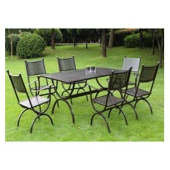 China One Table And 4/6 Chairs Youya Popular French Bistro Sets Garden Cast Aluminum Furniture Wholesale Outdoor Aluminum Long Table For Big Family for sale