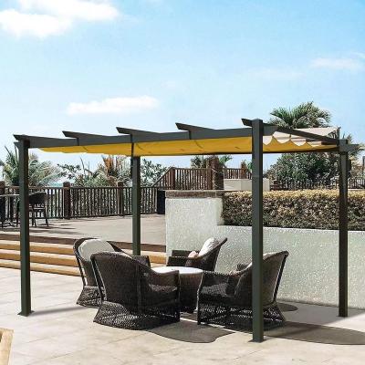 China Outdoor Retractable Aluminum Iron Canopy Grape Trellis Pergola Canopy Pool Garden Patio Gazebo for sale