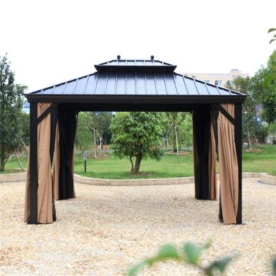 China With screen beige curtain waterproof poles around outdoor gazebo wholesale gazebos steel garden with curtains for sale