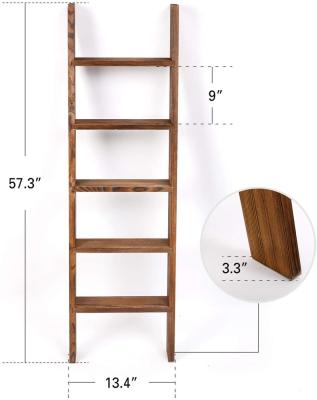 China Traditional Wall-Leaning Roofing Ladder, Decorative Wooden Roofing Rack, Rustic 5-Tier Ladder Bathroom Shelf Rack, Leaning - Padded for sale