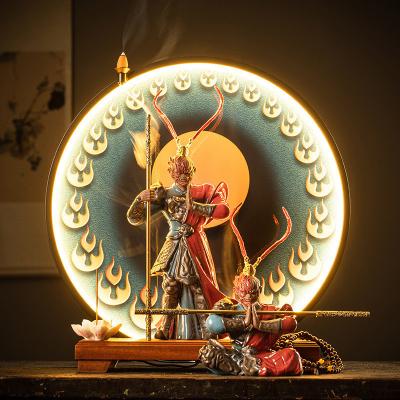 China Stylish Black Myth Wukong Ceramic Incense Burner with Customized Color and LED Light for sale