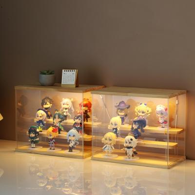 China 182*128*85mm Handmade Acrylic Display Cabinet for Lego Models Dust Cover Wood Base for sale