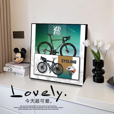 China Home Office Hotel Decoration Modern Vintage Metal Bicycle Hanging Painting with Crystal Mural Children's Room and Bedroom Decor Still Life Electric Format for sale