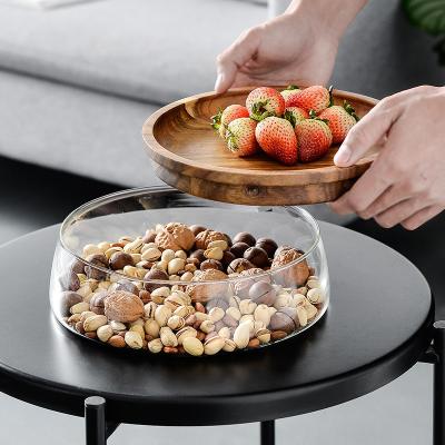 China Wooden Lid Round Lunch Box for Modern Kitchen Food Storage of Dried Fruit and Nuts for sale