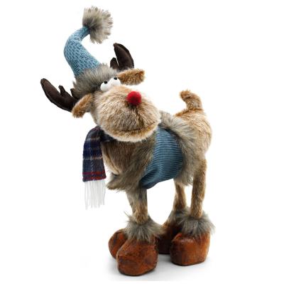 China Christmas Decoration Supplies 2023 Reindeer Plushie Stuffed Animal Linen Fabric for sale