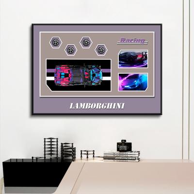 China Gallery Wall Sets Customized Color Crystal Glass Mural for Luxury Sports Car Background for sale