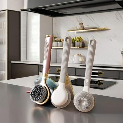 China Cleaning Temperature Resistant Long Brush PP Silicone Material Kitchen Cleaning Caddy for sale