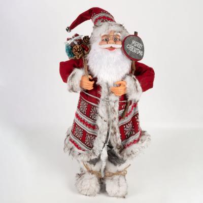 China Unique Christmas Crafts Tree-Shaped Ornament Craft with Standing Santa Claus Figurine for sale