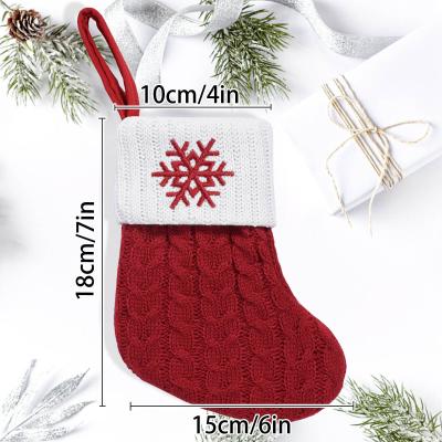 China Christmas Candy Gift Bag Red Snowflake Alphabet Knit Stockings for Year Home Decoration for sale