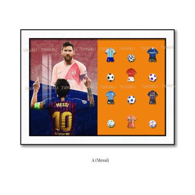 China Arte de la pared de fútbol 3D personalizado Messi para oficina Arte temático Decoración formato eléctrico en venta