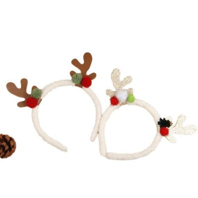 China Hairpin Fun Fluff Festive Gold Christmas Antlers with Bell Children's Party Head Accessory Decorations for sale