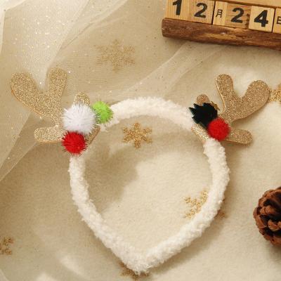 China Cute Fluffy Gold Antlers and Bells Headband Perfect Christmas Party Accessory for Kids for sale