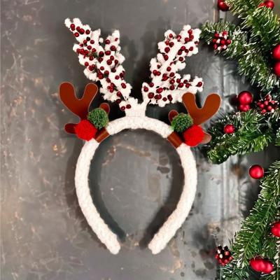 China Direct Christmas Festival Decorations Gold Cartoon Antlers Bells Fluffy Head Accessories for sale