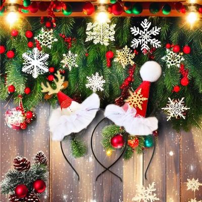 China Christmas Party Dress up Decorations Children's Plastic Gold Antler Headwear with Bells for sale