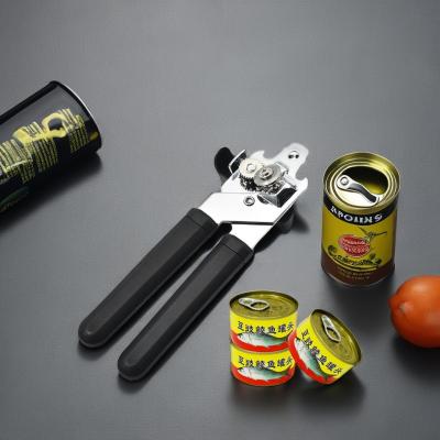 China Stainless Steel Manual Can Opener with Durable Plastic Handle and Multifunctional Tool for sale