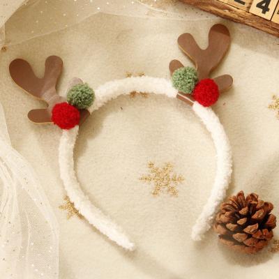 China Christmas Deco Hairpin Red Khaki Antler Buckle Holiday Party Gift Headband Accessory for sale